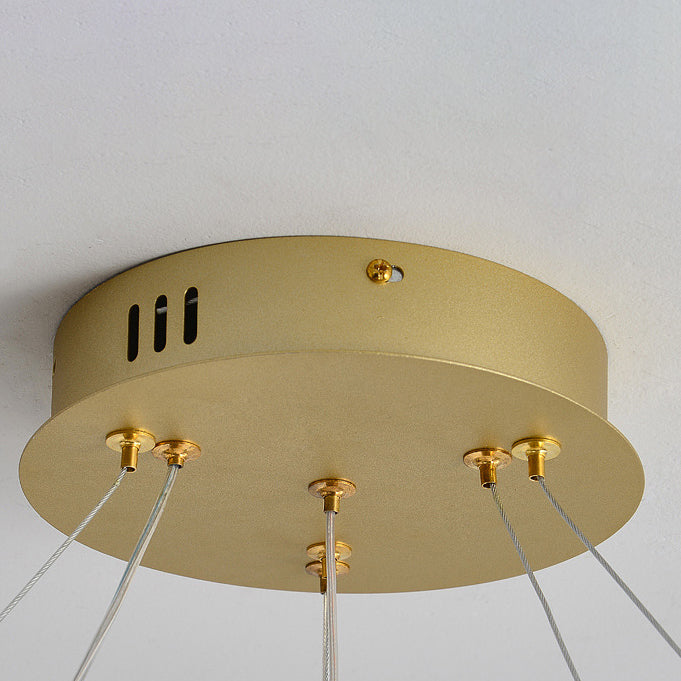 Lustres LED ronds à 2 niveaux en fer, aluminium et acrylique chinois traditionnel pour salon 