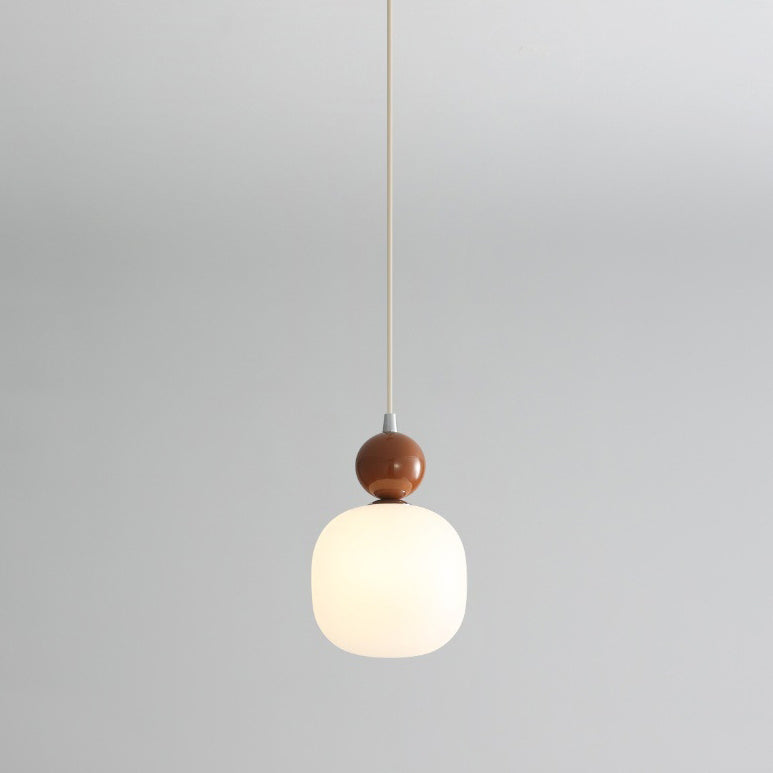 Zeitgenössische nordische Harz PE Ball Zylinder 1-Licht Pendelleuchte für Bett 