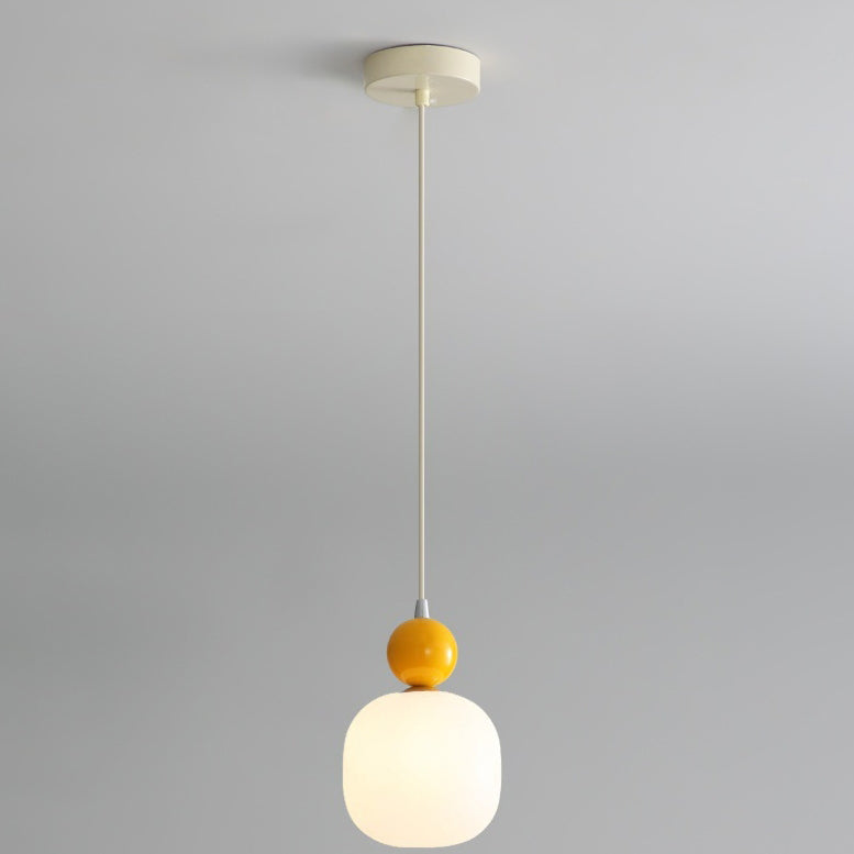 Zeitgenössische nordische Harz PE Ball Zylinder 1-Licht Pendelleuchte für Bett 
