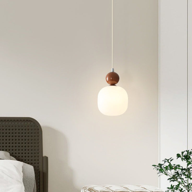 Zeitgenössische nordische Harz PE Ball Zylinder 1-Licht Pendelleuchte für Bett 