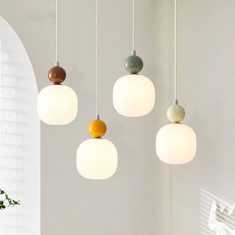 Zeitgenössische nordische Harz PE Ball Zylinder 1-Licht Pendelleuchte für Bett 