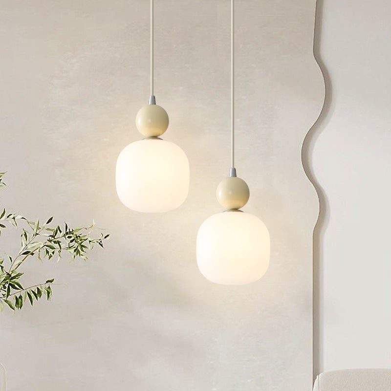 Zeitgenössische nordische Harz PE Ball Zylinder 1-Licht Pendelleuchte für Bett 
