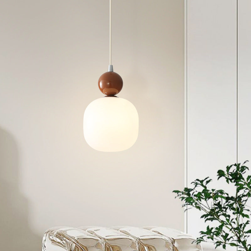 Zeitgenössische nordische Harz PE Ball Zylinder 1-Licht Pendelleuchte für Bett 