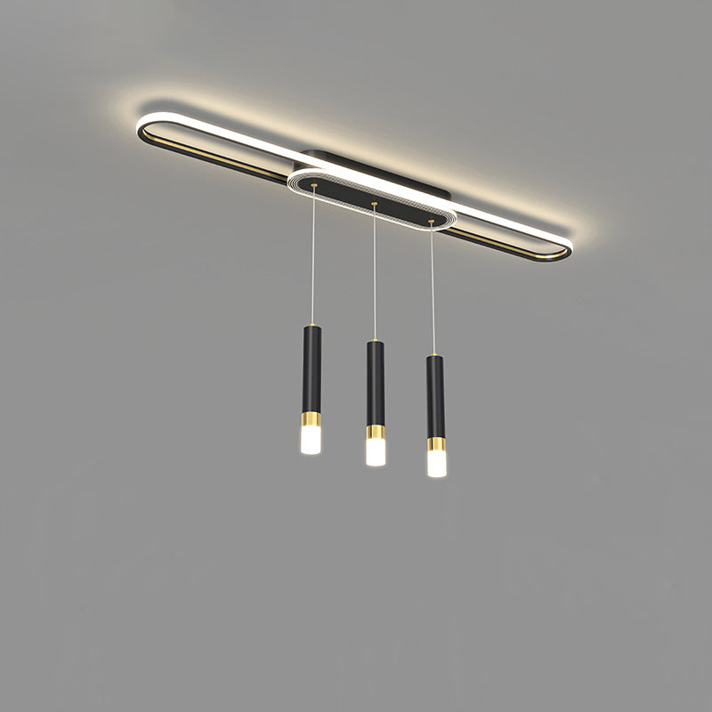 Lumière de plafond à montage affleurant à LED à bande elliptique en fer, aluminium, acrylique et silice de simplicité moderne pour salle à manger 