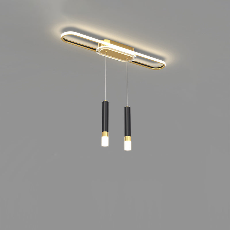 Lumière de plafond à montage affleurant à LED à bande elliptique en fer, aluminium, acrylique et silice de simplicité moderne pour salle à manger 