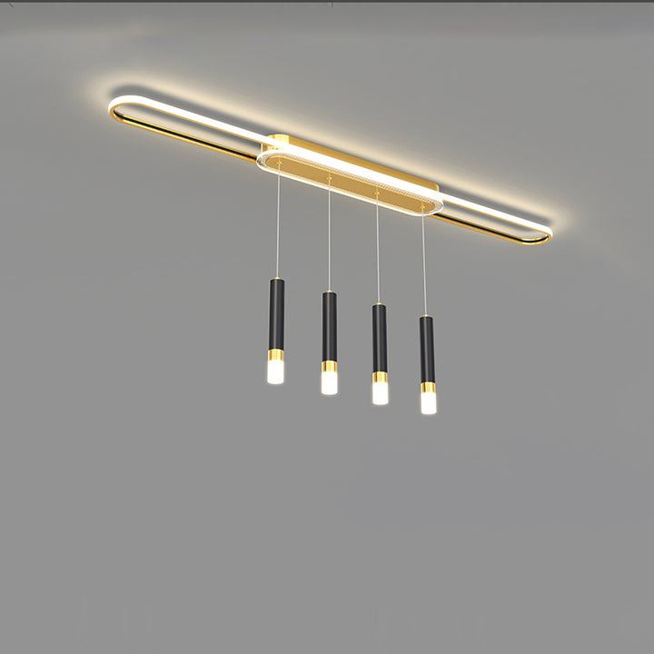 Lumière de plafond à montage affleurant à LED à bande elliptique en fer, aluminium, acrylique et silice de simplicité moderne pour salle à manger 