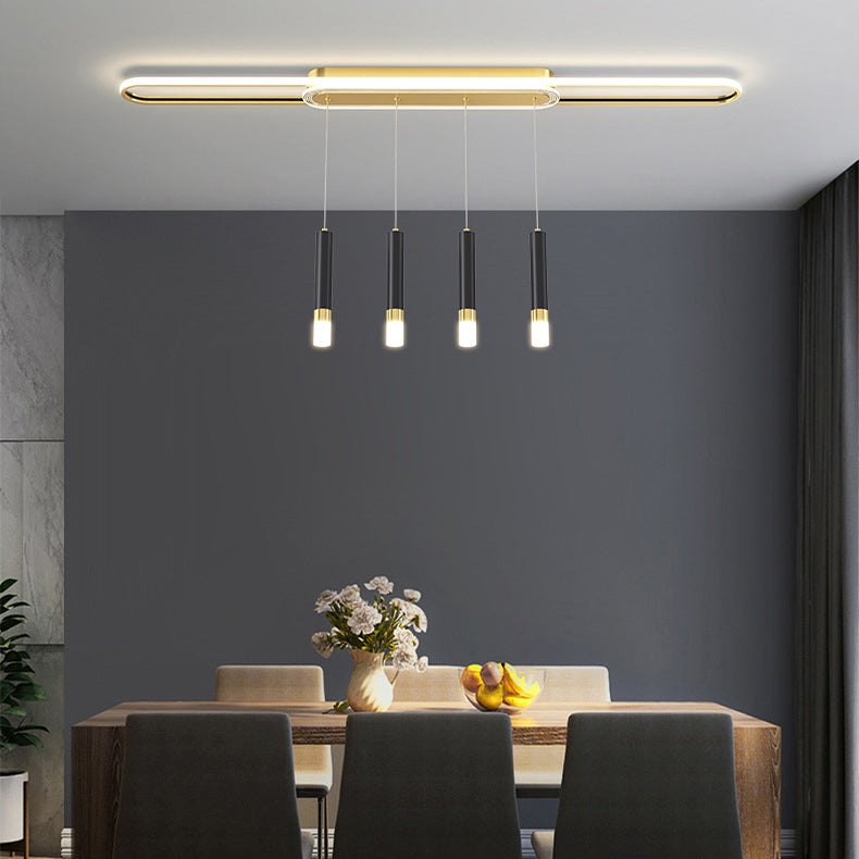 Lumière de plafond à montage affleurant à LED à bande elliptique en fer, aluminium, acrylique et silice de simplicité moderne pour salle à manger 