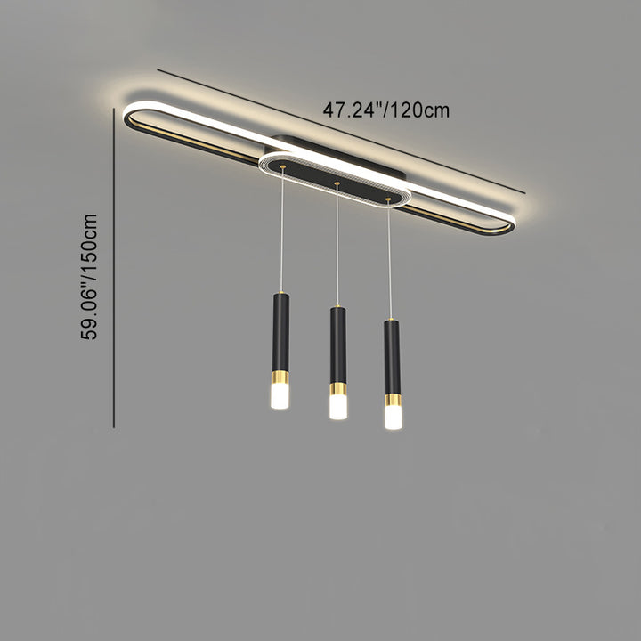 Lumière de plafond à montage affleurant à LED à bande elliptique en fer, aluminium, acrylique et silice de simplicité moderne pour salle à manger 