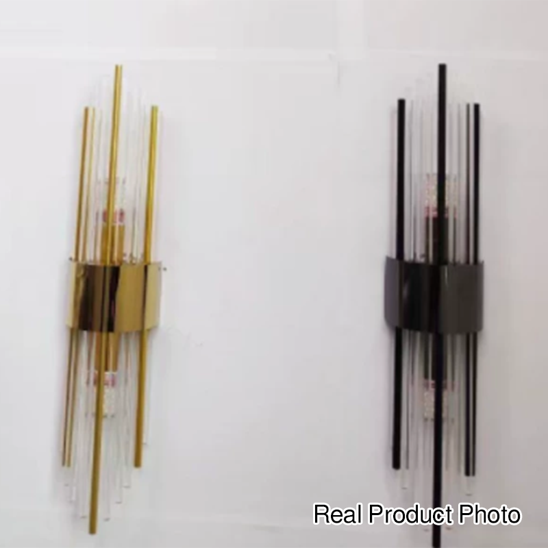 Moderna lámpara de pared de lujo de acero inoxidable con tira romboidal de cristal de 2 luces para pasillo 