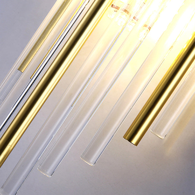 Moderna lámpara de pared de lujo de acero inoxidable con tira romboidal de cristal de 2 luces para pasillo 