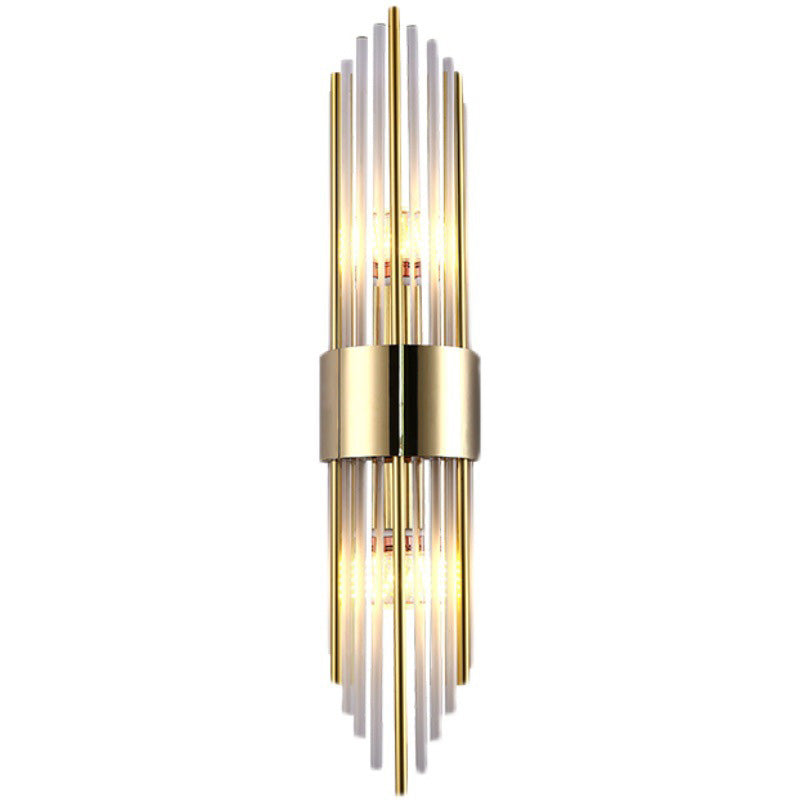 Moderna lámpara de pared de lujo de acero inoxidable con tira romboidal de cristal de 2 luces para pasillo 