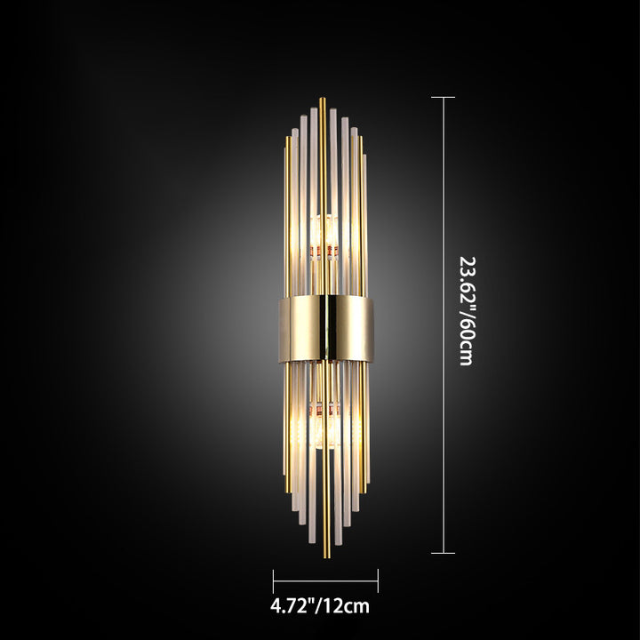 Moderna lámpara de pared de lujo de acero inoxidable con tira romboidal de cristal de 2 luces para pasillo 