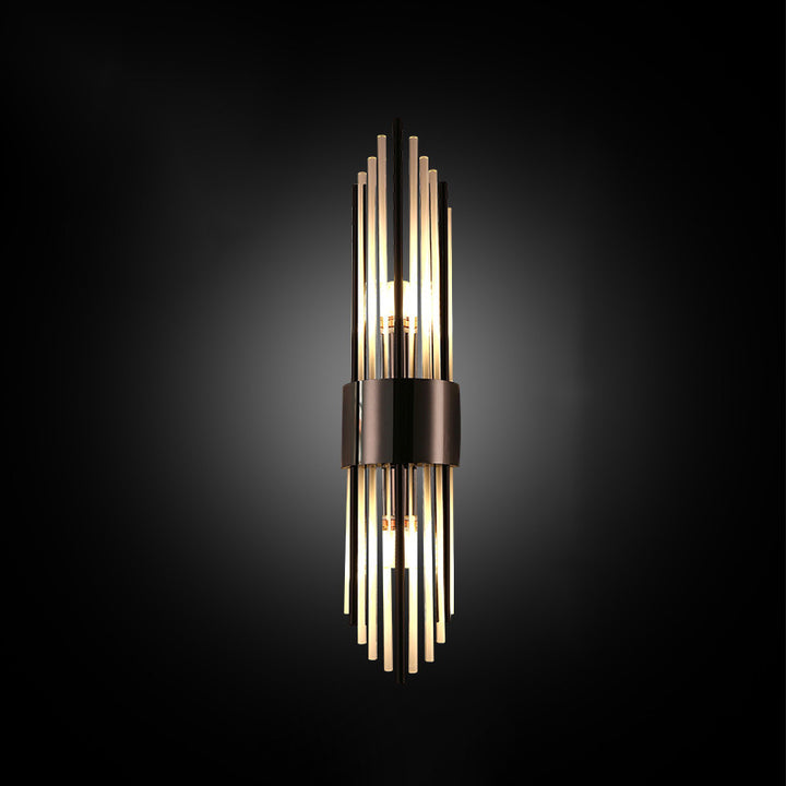 Moderna lámpara de pared de lujo de acero inoxidable con tira romboidal de cristal de 2 luces para pasillo 