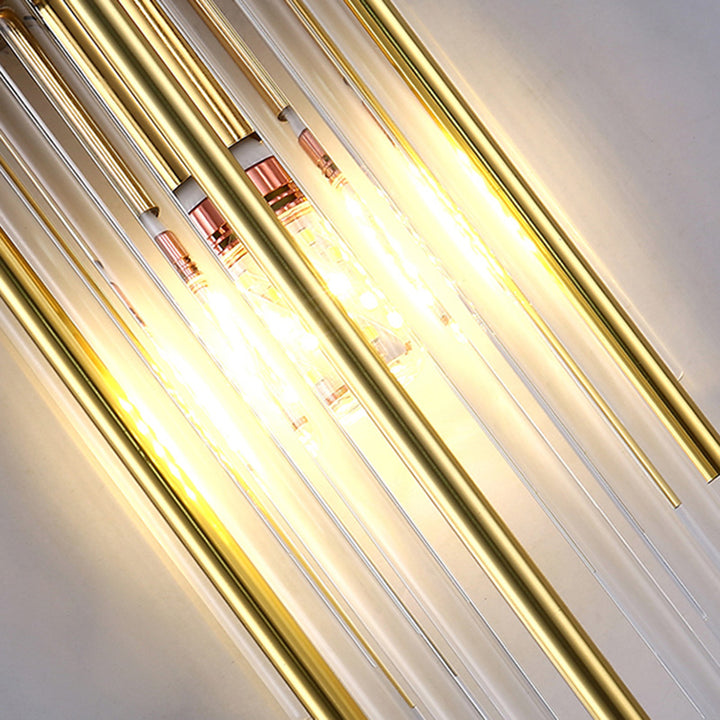 Moderna lámpara de pared de lujo de acero inoxidable con tira romboidal de cristal de 2 luces para pasillo 