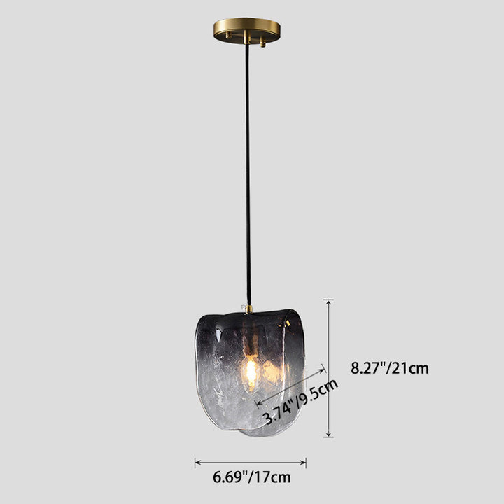Suspension lumineuse elliptique en laiton et verre de style mi-siècle moderne à 1 lumière pour chevet 