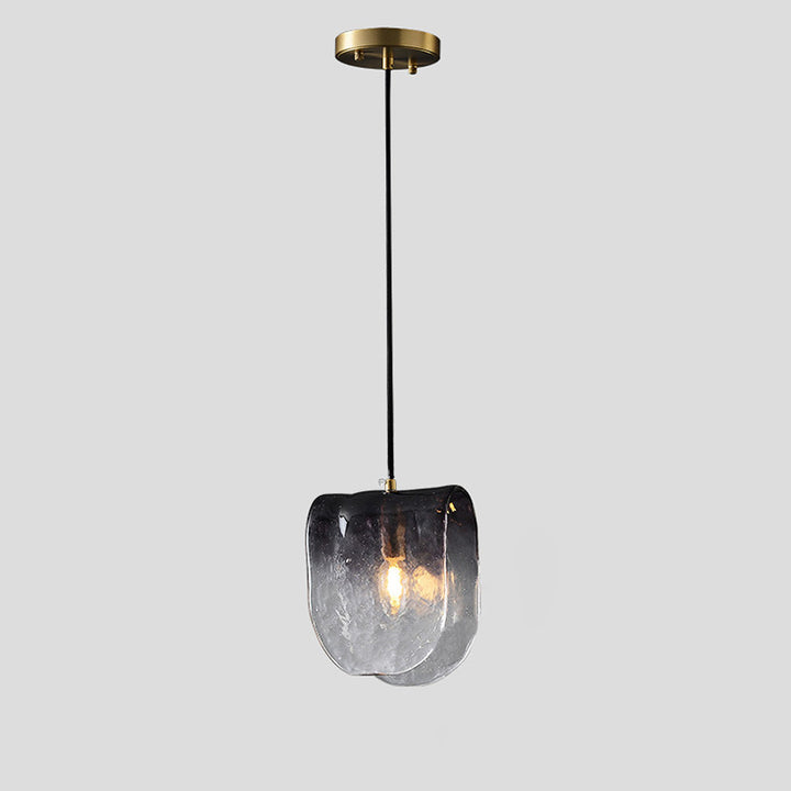 Suspension lumineuse elliptique en laiton et verre de style mi-siècle moderne à 1 lumière pour chevet 