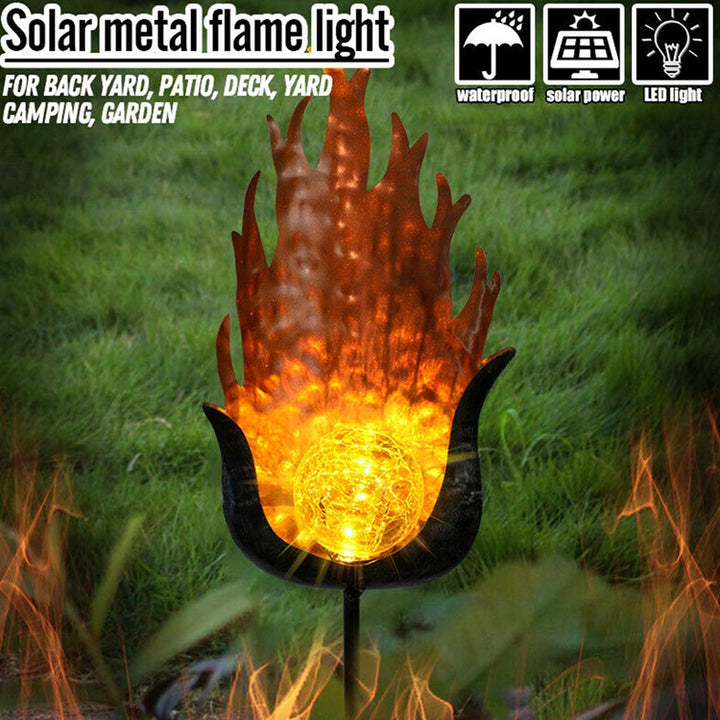 Éclairage paysager à LED en forme de goutte de lune flamme en fer solaire étanche traditionnel européen pour jardin 
