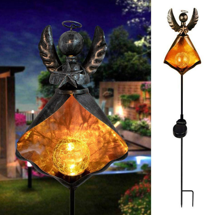 Éclairage paysager à LED en forme de goutte de lune flamme en fer solaire étanche traditionnel européen pour jardin 