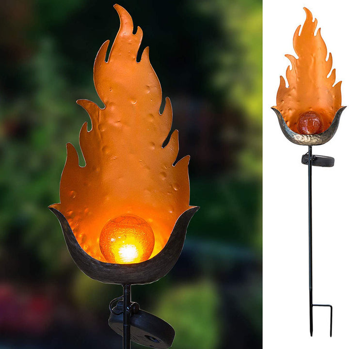 Éclairage paysager à LED en forme de goutte de lune flamme en fer solaire étanche traditionnel européen pour jardin 