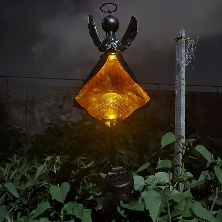 Éclairage paysager à LED en forme de goutte de lune flamme en fer solaire étanche traditionnel européen pour jardin 