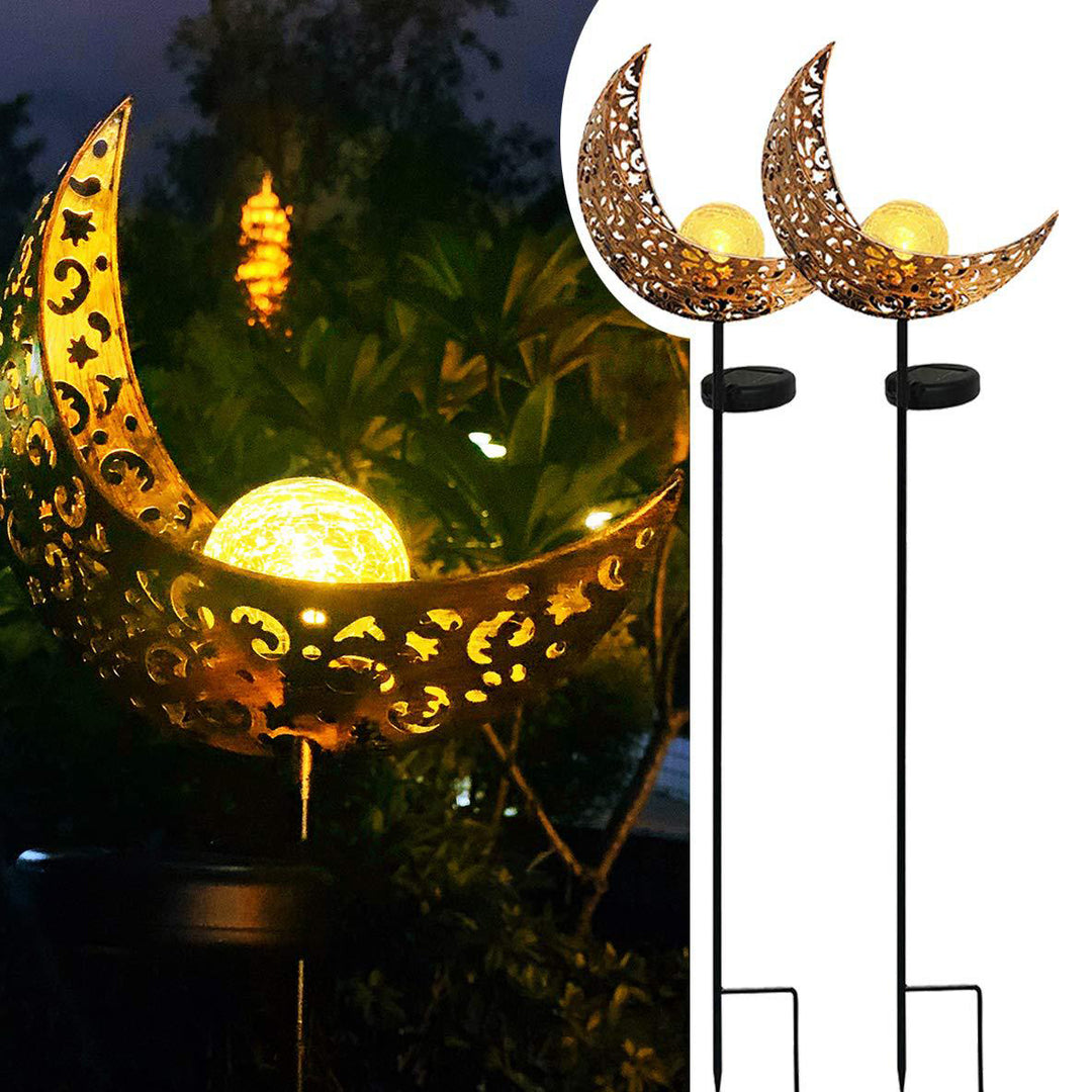 Éclairage paysager à LED en forme de goutte de lune flamme en fer solaire étanche traditionnel européen pour jardin 