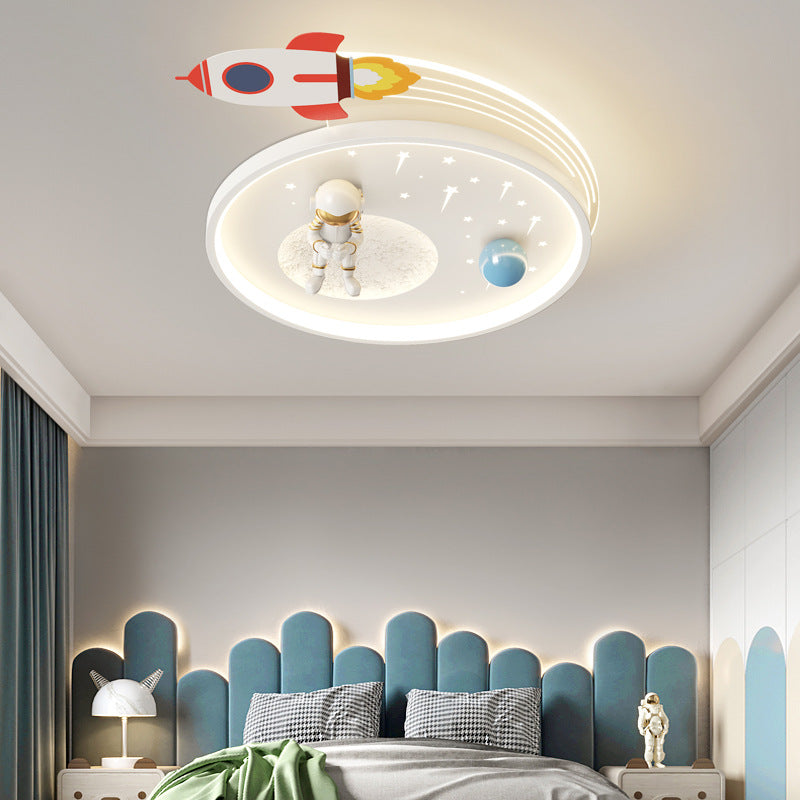 مصباح سقف LED مستدير للأطفال بتصميم آرت ديكو حديث من الأكريليك والمعدن على شكل سحابة وصاروخ ورائد فضاء لغرفة النوم 
