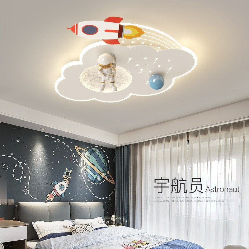 مصباح سقف LED مستدير للأطفال بتصميم آرت ديكو حديث من الأكريليك والمعدن على شكل سحابة وصاروخ ورائد فضاء لغرفة النوم 