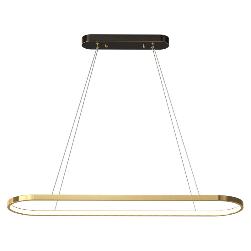 Lustres LED Elliptiques en Acrylique et Cuivre Minimaliste Moderne pour Salle à Manger 