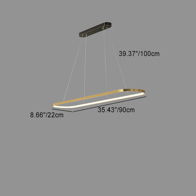Lustres LED Elliptiques en Acrylique et Cuivre Minimaliste Moderne pour Salle à Manger 
