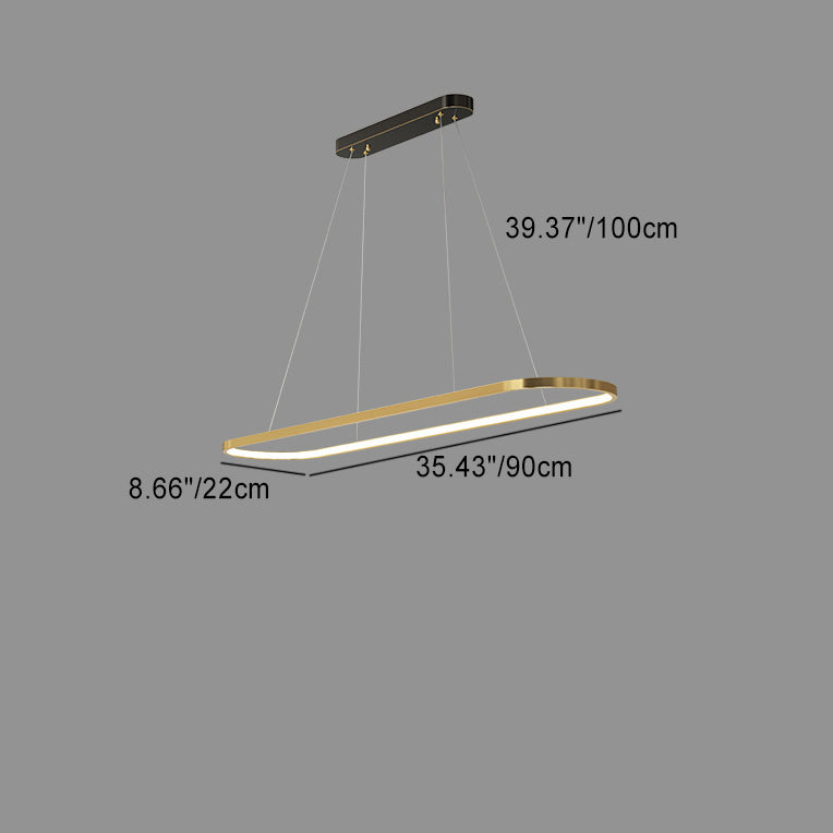 Lustres LED Elliptiques en Acrylique et Cuivre Minimaliste Moderne pour Salle à Manger 