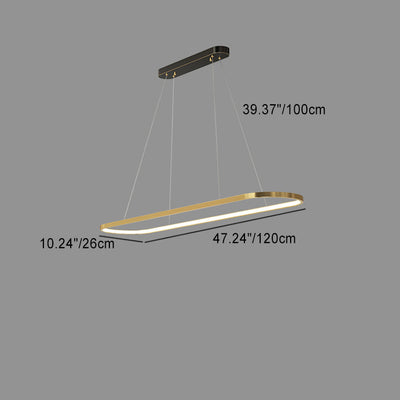 Lustres LED Elliptiques en Acrylique et Cuivre Minimaliste Moderne pour Salle à Manger 