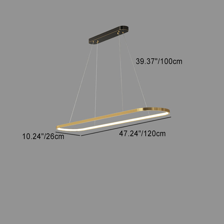 Lustres LED Elliptiques en Acrylique et Cuivre Minimaliste Moderne pour Salle à Manger 