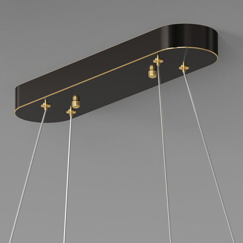 Lustres LED Elliptiques en Acrylique et Cuivre Minimaliste Moderne pour Salle à Manger 