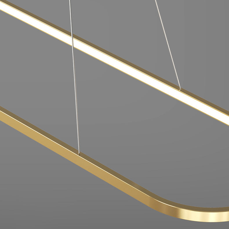 Lustres LED Elliptiques en Acrylique et Cuivre Minimaliste Moderne pour Salle à Manger 