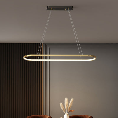 Lustres LED Elliptiques en Acrylique et Cuivre Minimaliste Moderne pour Salle à Manger 