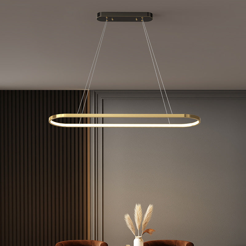 Lustres LED Elliptiques en Acrylique et Cuivre Minimaliste Moderne pour Salle à Manger 