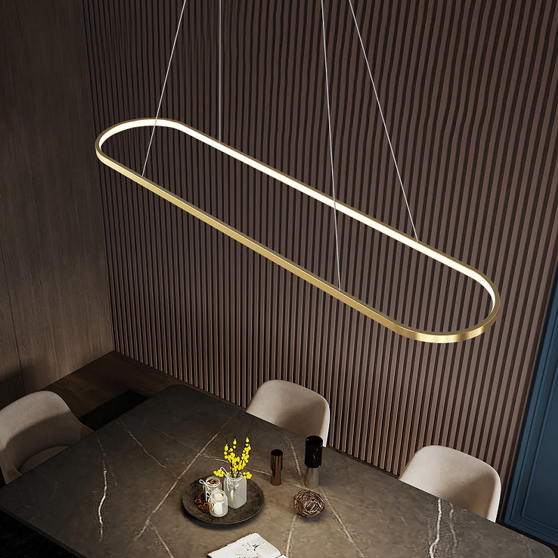 Lustres LED Elliptiques en Acrylique et Cuivre Minimaliste Moderne pour Salle à Manger 