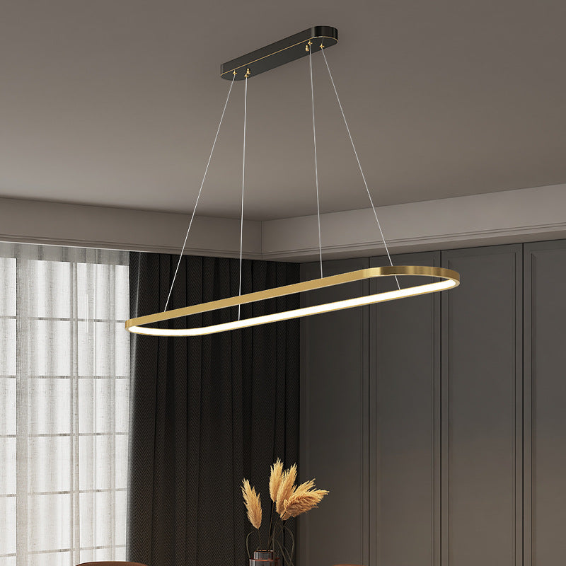 Lustres LED Elliptiques en Acrylique et Cuivre Minimaliste Moderne pour Salle à Manger 