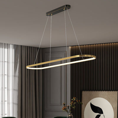 Lustres LED Elliptiques en Acrylique et Cuivre Minimaliste Moderne pour Salle à Manger 