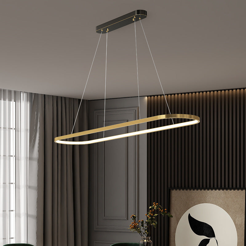 Lustres LED Elliptiques en Acrylique et Cuivre Minimaliste Moderne pour Salle à Manger 