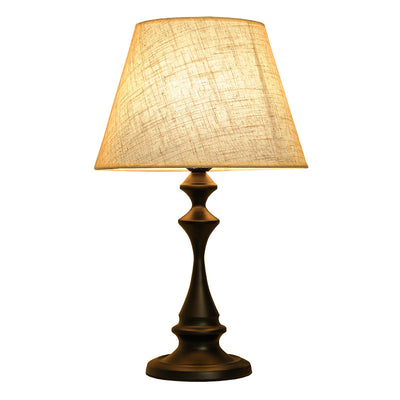 Modern Simplicity Fabric Iron Conic Column 1-Light Table Lamp For Bedside