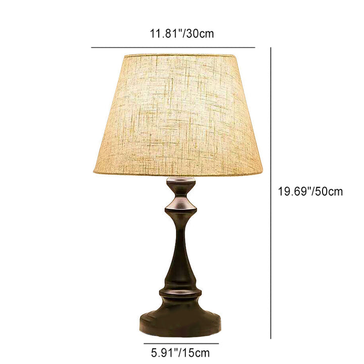 Lampe de table à une lumière avec abat-jour en tissu conique moderne pour chevet 