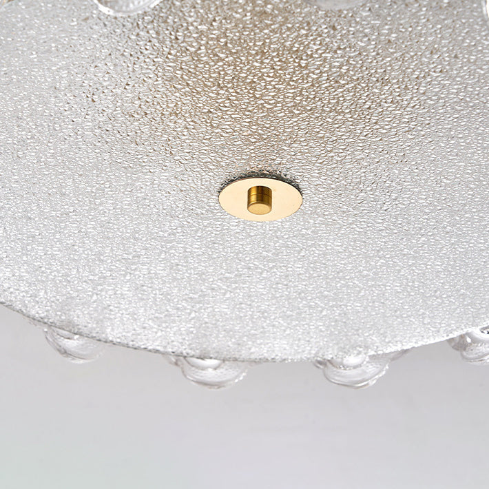 Traditional French Metal Glass Round Rose Frosted 6/8 Light Semi-Flush Mount Ceiling Light For Bedroom