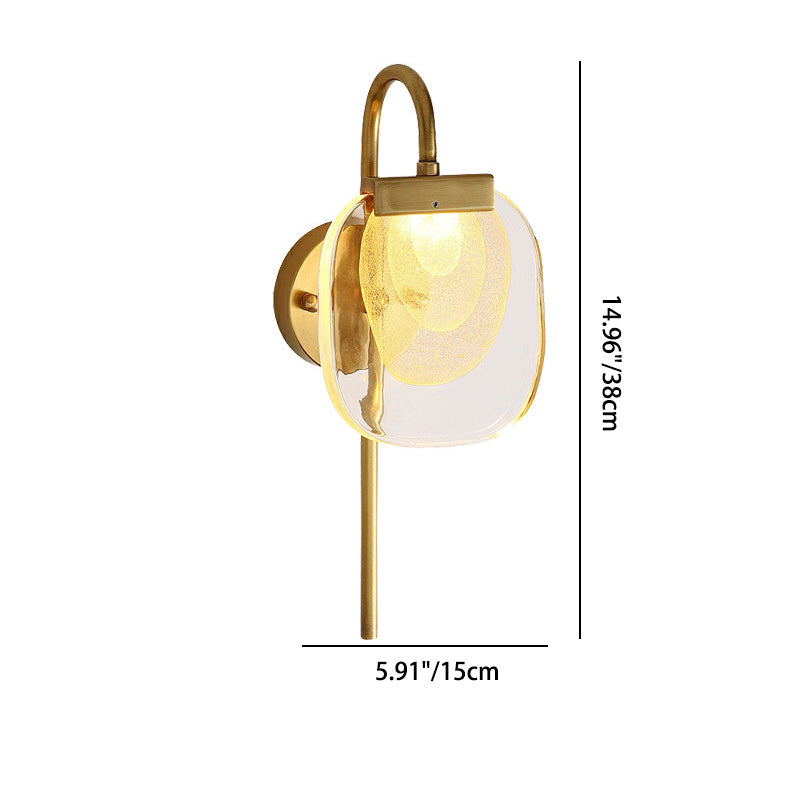 Lámpara de Aplique de Pared LED Elíptica Cuadrada de Vidrio y Cobre de Estilo Moderno de Mitad de Siglo para Pasillo 