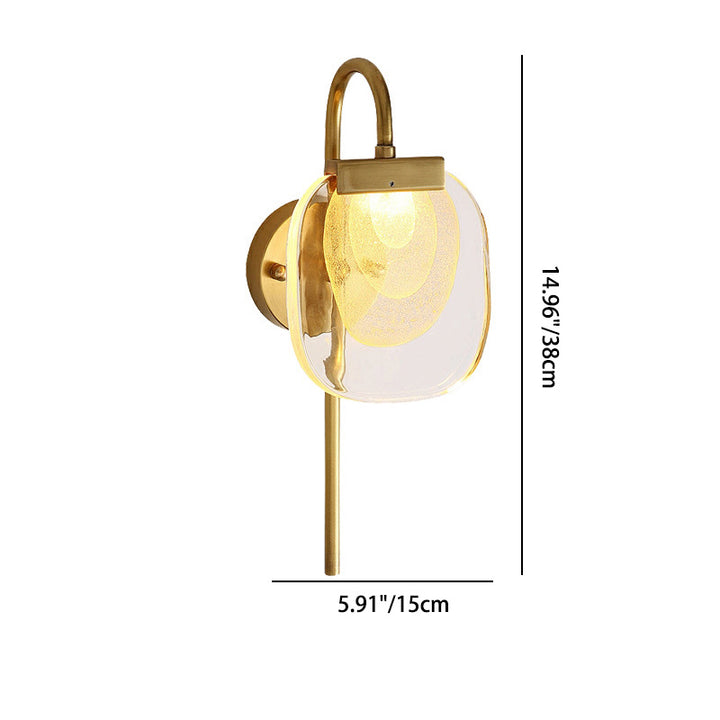 Lámpara de Aplique de Pared LED Elíptica Cuadrada de Vidrio y Cobre de Estilo Moderno de Mitad de Siglo para Pasillo 