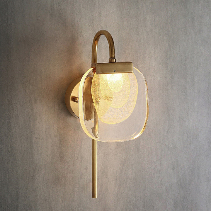 Lámpara de Aplique de Pared LED Elíptica Cuadrada de Vidrio y Cobre de Estilo Moderno de Mitad de Siglo para Pasillo 