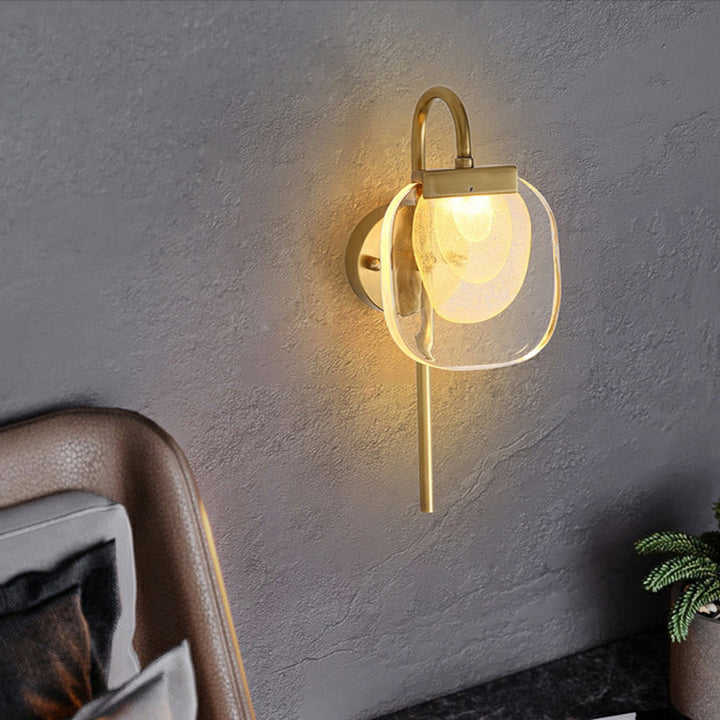 Moderne Mid-century Kupfer Glas Quadrat Elliptische LED Wand Leuchte Lampe Für Flur 