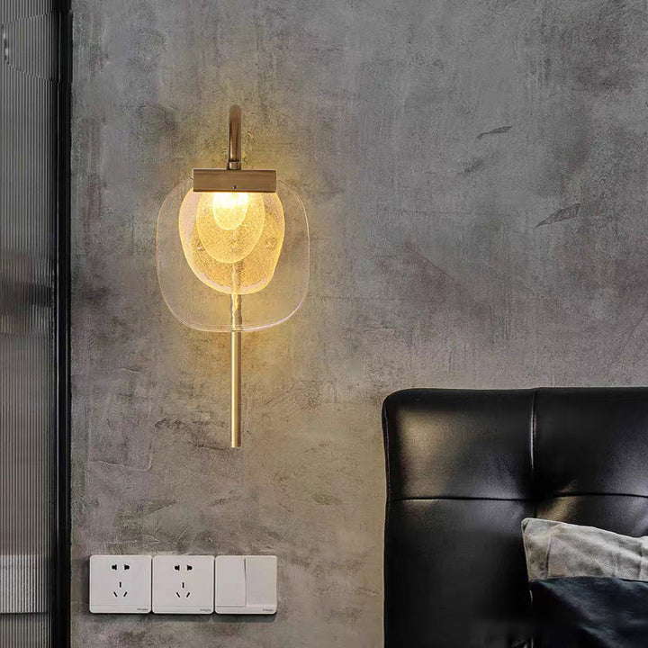 Moderne Mid-century Kupfer Glas Quadrat Elliptische LED Wand Leuchte Lampe Für Flur 