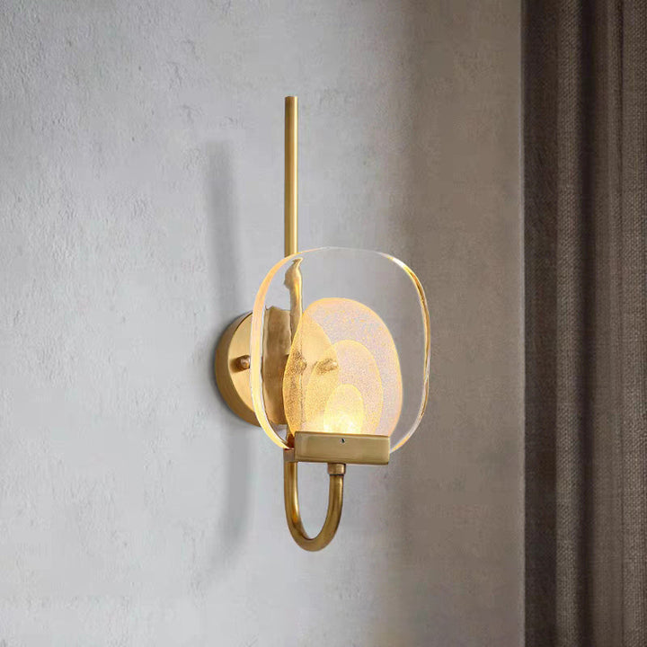Lámpara de Aplique de Pared LED Elíptica Cuadrada de Vidrio y Cobre de Estilo Moderno de Mitad de Siglo para Pasillo 