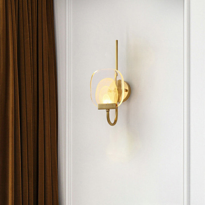 Lámpara de Aplique de Pared LED Elíptica Cuadrada de Vidrio y Cobre de Estilo Moderno de Mitad de Siglo para Pasillo 